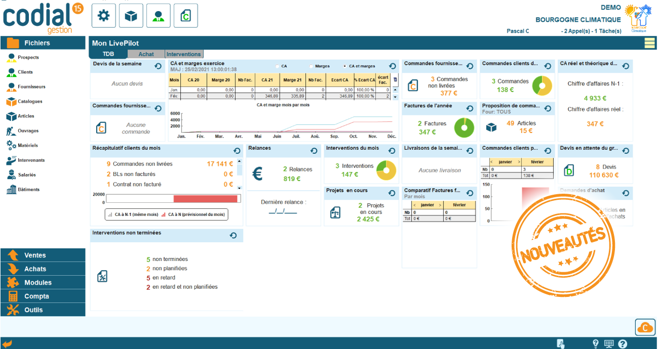 Interface Codial - ERP modulaire pour PME